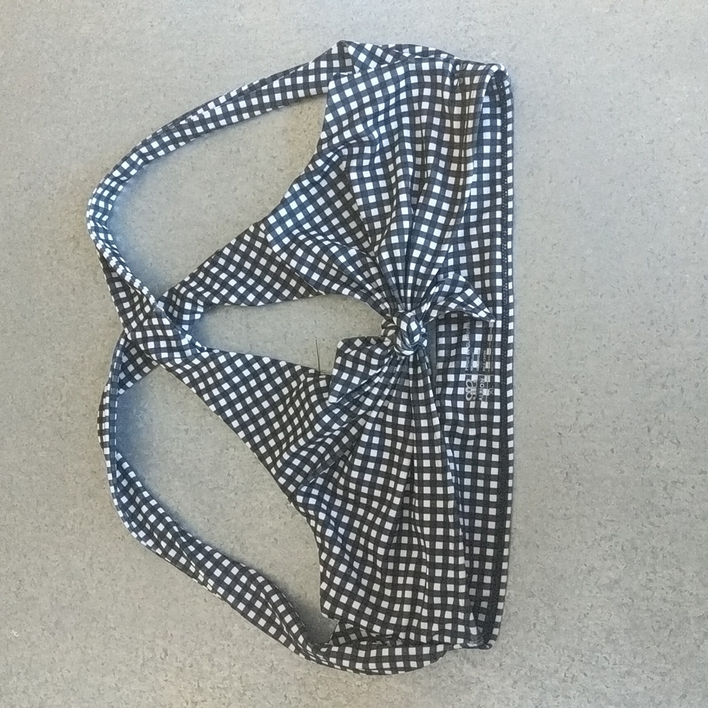 Albion Fit NWOT Black Check Top Knot Bikini Halter Gingham Checkerboard XL